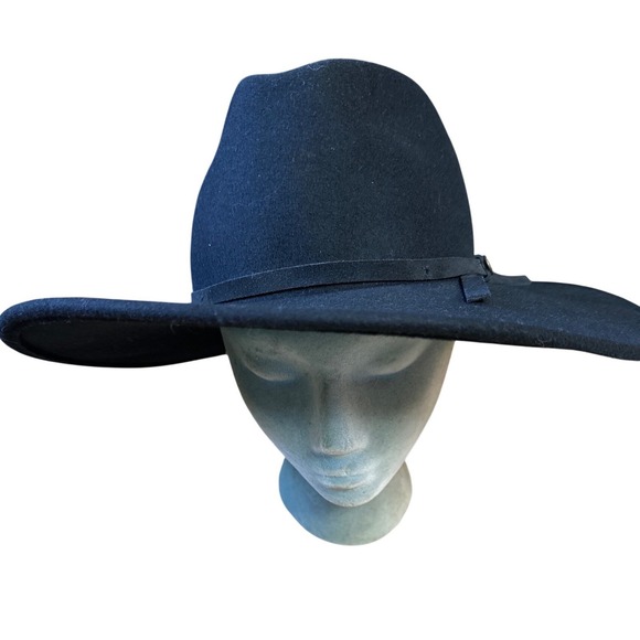 Goorin Bros Black Wide Brim Rancher Fedora Hat Western Boho Festival Large main image 4
